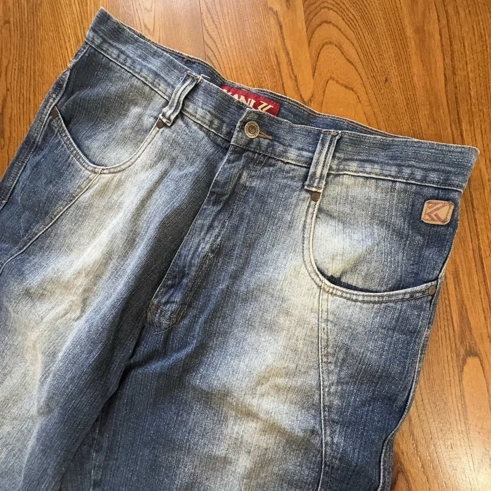 Vintage Y2K Karl Kani Blue Denim Skater Hip Hop Baggy Loose Jean Shorts Men's 36